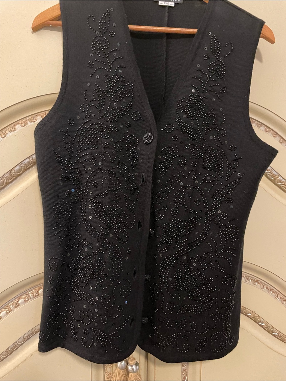 Theo Miles gorgeous hand beaded vest Large black from Neiman Marcus.